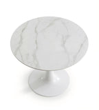 現代簡約白色岩板鐵腳圓形洽談枱 Modern White Sintered Stone Round Table