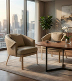 輕奢米色PU皮金屬腳訪客椅 Light Luxury Beige PU Visitor Chair