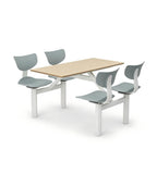 Modern School Dining Table Set with Light Wood and Gray Steel Frame, Four-Seater Joined