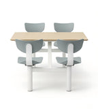 現代學校飯堂淺木色配灰色鋼架四人位連體餐枱 School Dining Table Set
