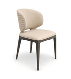 Modern Luxury Beige PU Leather Titanium Grey Leg Dining Chair