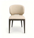 Modern Luxury Beige PU Leather Titanium Grey Leg Dining Chair