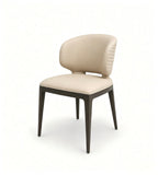 Modern Luxury Beige PU Leather Titanium Grey Leg Dining Chair