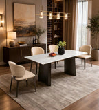 Modern Luxury Beige PU Leather Titanium Grey Leg Dining Chair