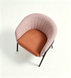 現代粉橙雙拼布藝梳化 Modern Two-Tone Pink and Orange  Lounge Chair