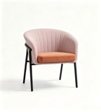 現代粉橙雙拼布藝梳化 Modern Two-Tone Pink and Orange Lounge Chair