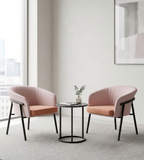 現代粉橙雙拼布藝梳化 Modern Two-Tone Pink and Orange Lounge Chair