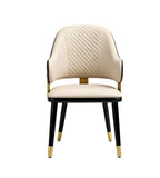 輕奢米色實木PU皮帶扶手餐椅 Light Luxury Dining Chair
