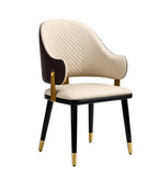 輕奢米色實木PU皮帶扶手餐椅 Light Luxury Dining Chair