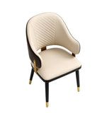 輕奢米色實木PU皮帶扶手餐椅 Light Luxury Dining Chair
