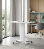 Minimalist White Height Adjustable Office Desk with Wheels