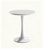 Minimalist White Metal Leg Round Dining Table