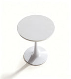 Minimalist White Metal Leg Round Dining Table