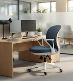簡約藍色布藝帶扶手員工椅 Modern Fabric Staff Chair