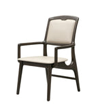 深木色白蠟實木PU皮帶扶手餐椅 Solid Wood Dining Chair