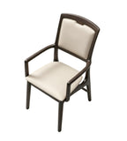 深木色白蠟實木PU皮帶扶手餐椅 Solid Wood Dining Chair