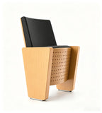 現代黑色PU皮木紋可摺禮堂椅 Modern Black PU Leather Auditorium Chair