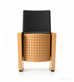 現代黑色PU皮木紋可摺禮堂椅 Modern Black PU Leather Auditorium Chair