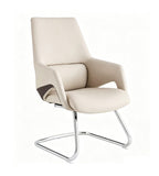 現代米色西皮鏤空弓形腳會議椅 Modern Beige PU Leather Cutout Sled Base Conference Chair