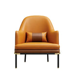 輕奢橙啡拼色PU皮鐵腳辦公室洽談椅 Modern PU Leather Office Negotiation Chair