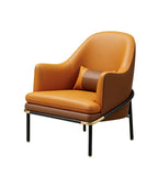 輕奢橙啡拼色PU皮鐵腳辦公室洽談椅 Modern PU Leather Office Negotiation Chair