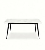 簡約白色岩板長方形餐枱 Modern White Sintered Stone Rectangular Dining Table