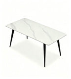 簡約白色岩板長方形餐枱 Modern White Sintered Stone Rectangular Dining Table