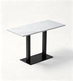 Modern White Sintered Stone Rectangular Dining Table with Steel Frame
