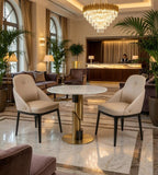 現代輕奢雙色不銹鋼大理石圓形洽談枱 Modern Luxury Marble Round Table