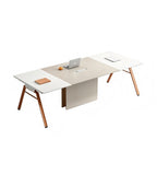 Two-tone Rectangular Conference Table with Cable Box