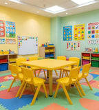 實用黃色八人方形幼稚園枱 Practical Yellow Square Kindergarten Table
