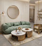 Light Luxury White Sintered Stone Bronze Metal Nesting Coffee Table
