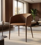 雅緻啡色PU皮帶扶手休閒椅 Elegant PU Leather Armchair
