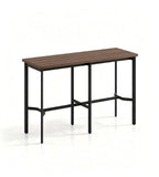 Industrial Dark Wood Rectangular Bar Table with Metal Legs