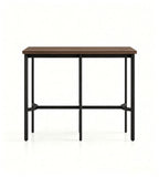 Industrial Dark Wood Rectangular Bar Table with Metal Legs