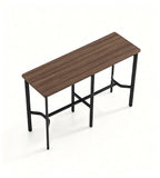 Industrial Dark Wood Rectangular Bar Table with Metal Legs