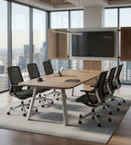 簡約淺木色長方形帶線盒會議枱 Minimalist Light Wood Conference Table