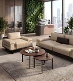 現代米色PU皮單座位梳化 Modern Beige PU Single Sofa