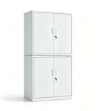 White double-door steel cabinet for storing files