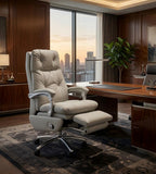 輕奢淺灰色真皮電動可躺老闆椅 Luxury Electric Reclining Executive Chair