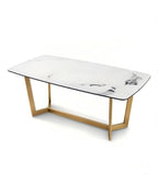 Light Luxury White Marble Rectangular Dining Table with Titanium Legs