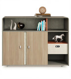 現代木紋帶櫃桶矮身文件櫃 Modern Wood Grain Low Filing Cabinet