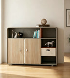 現代木紋帶櫃桶矮身文件櫃 Modern Wood Grain Low Filing Cabinet