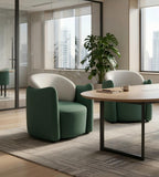現代輕奢綠白雙拼梳化 Modern light luxury green and white two-tone sofa