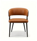 現代雙拼啡色西皮鋼架餐椅 Modern Two-Tone Brown PU Leather Steel Frame Dining Chair