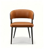 Modern Two-Tone Brown PU Leather Steel Frame Dining Chair