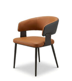 Modern Two-Tone Brown PU Leather Steel Frame Dining Chair