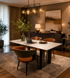現代雙拼啡色西皮鋼架餐椅 Modern Two-Tone Brown PU Leather Steel Frame Dining Chair