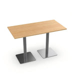 Light Wood Rectangular Dining Table with Stainless Steel Legs