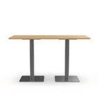 Light Wood Rectangular Dining Table with Stainless Steel Legs